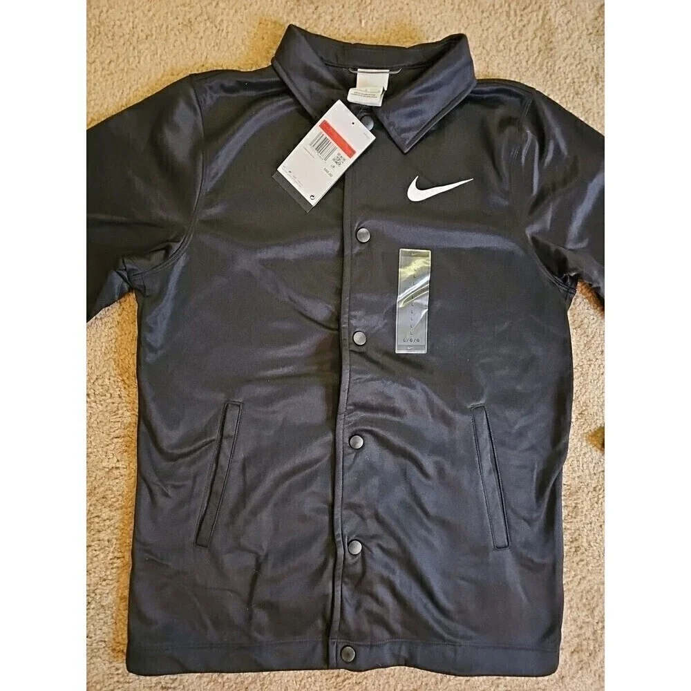 Nike Therma Fit Snap Up Jacket Boys Size Medium Black